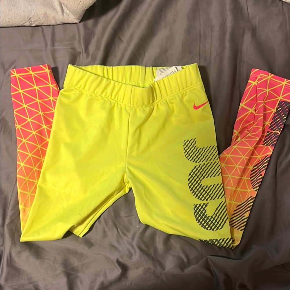 Nike Yellow and Pink Leggings Vibrant Activewear